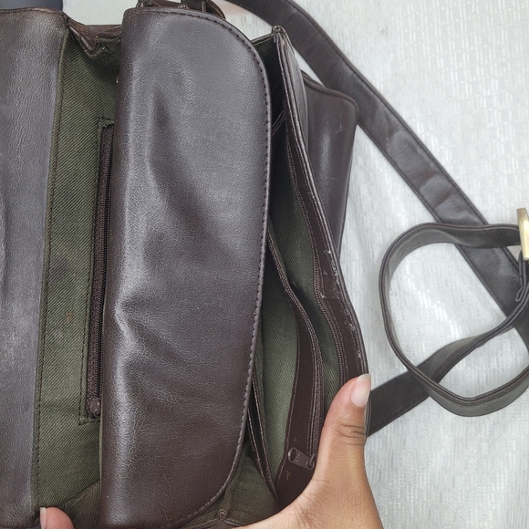 Genuine Leather & Vinyl Shoulder Messenger Bag - Picture 9 of 11